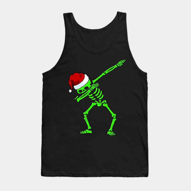 Dabbing Skeleton Shirt Santa Hat Christmas Shirt Dab Skull 2 Tank Top by vo_maria